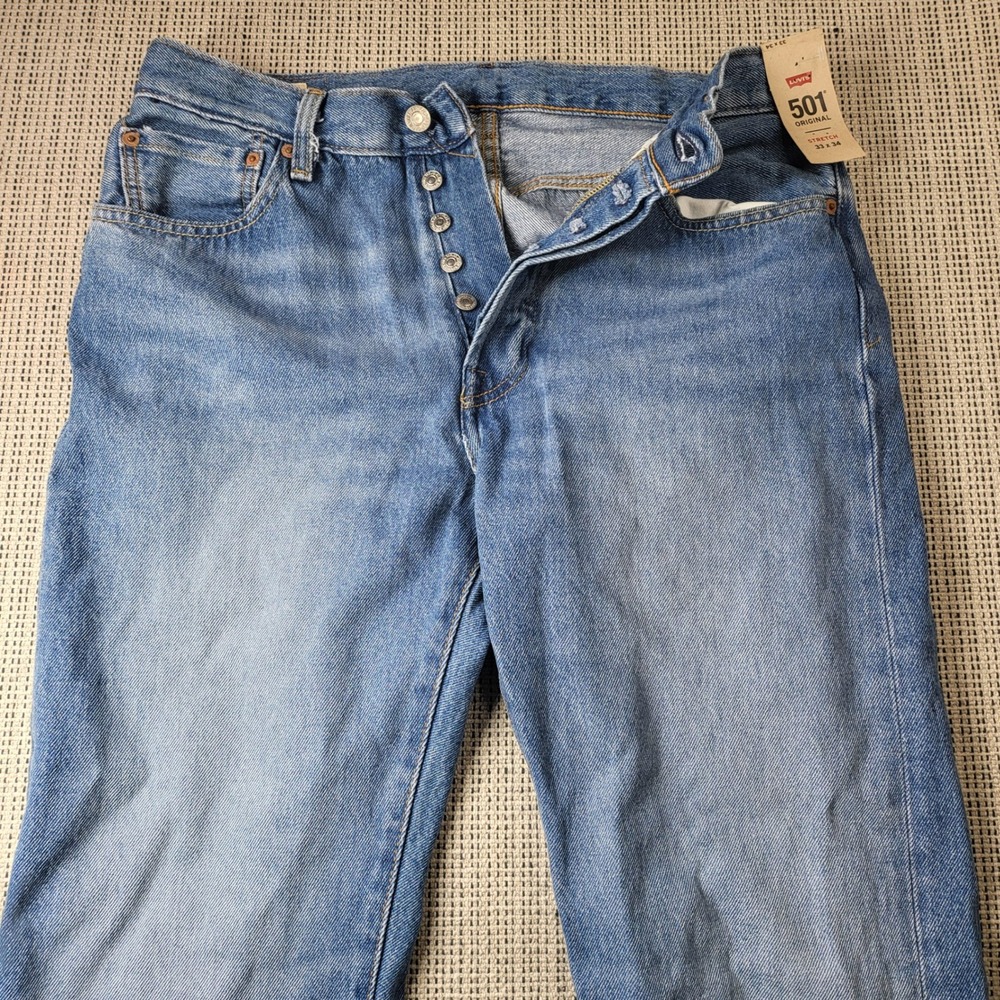 Levi's Jeans Mens 33x34 Blue 501 Original Stretch Straight Leg Button Fly 6434